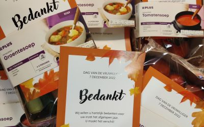 Groente- en tomatensoep pakketten voor vrijwilligers